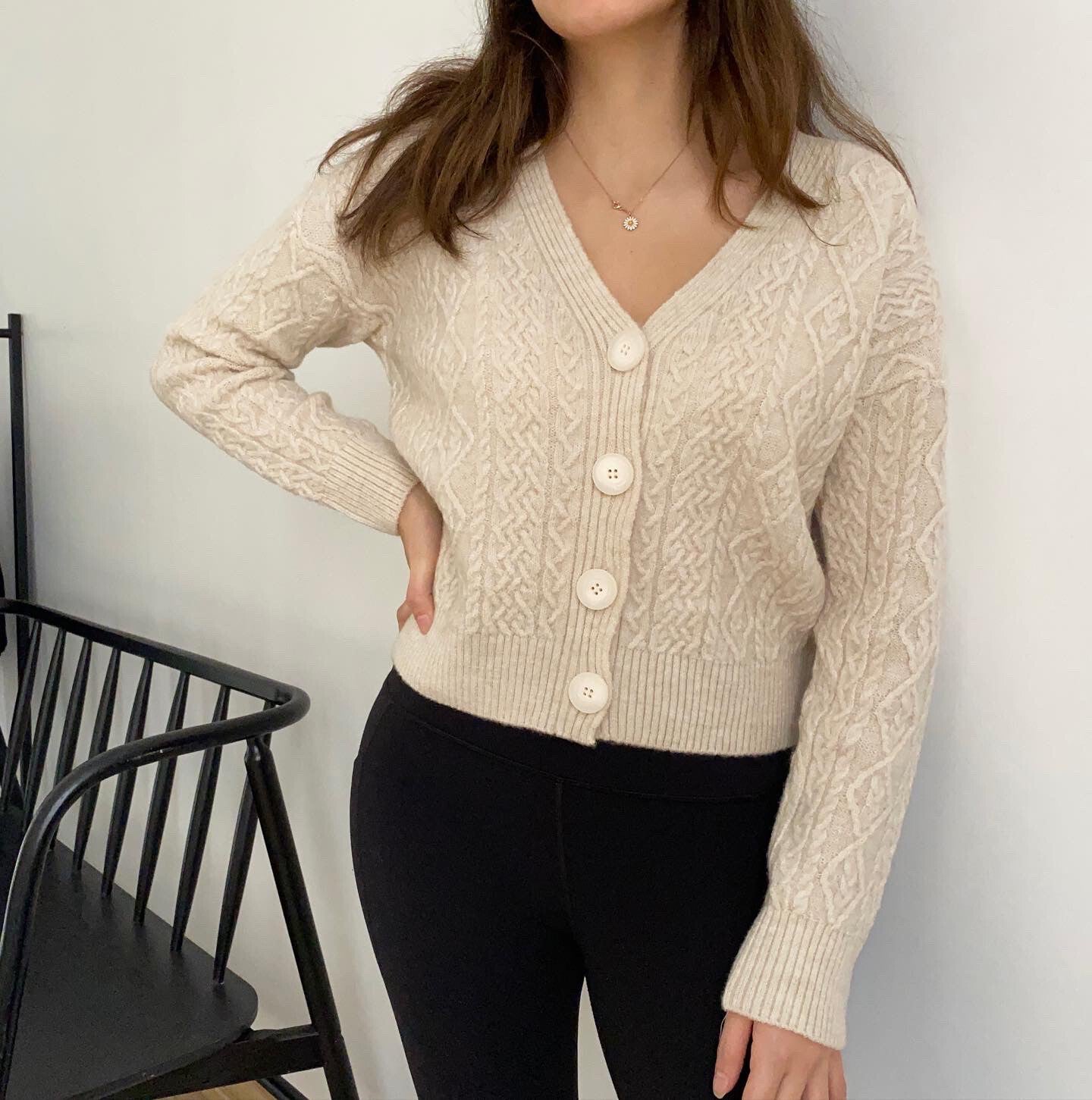 Kaşmir Dokulu Krem Hırka