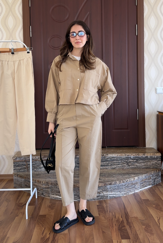 Poplin Takım Camel
